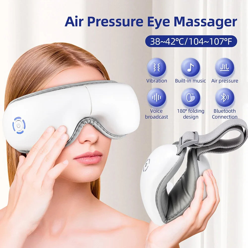 foreverlily 3D Airbag Vibration Eye Massager – Heating, Kneading Relaxation Aid with Built-in Music