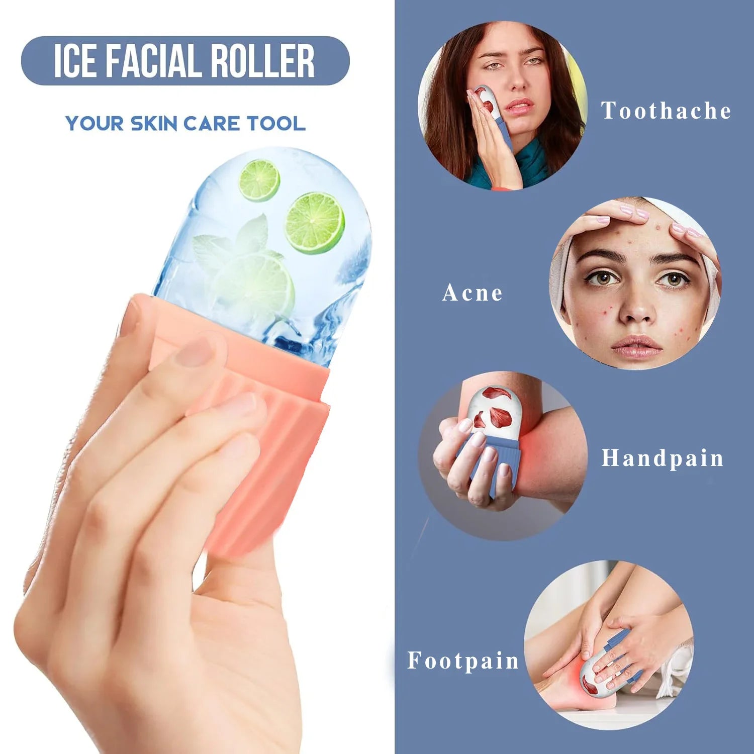 SUOJI 3-Piece Facial Massage Tool Set – Stainless Steel Gua Sha, Ice Roller, & Flannel Bag