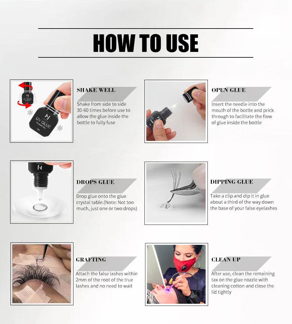 Selfika™ Professional UV Lash Glue – 0.1s Rapid Curing & 5-Week Retention Adhesive for Eyelash Extensions (5ml)
