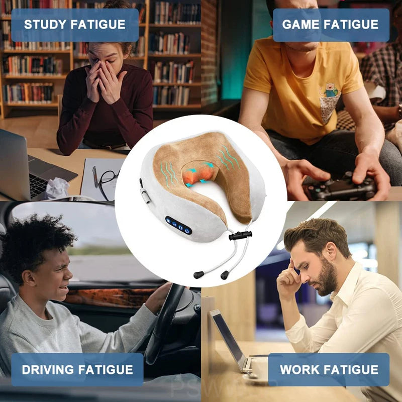 Selfika U-Shaped Memory Foam Electric Neck Massager with Deep-Tissue Kneading & Heat