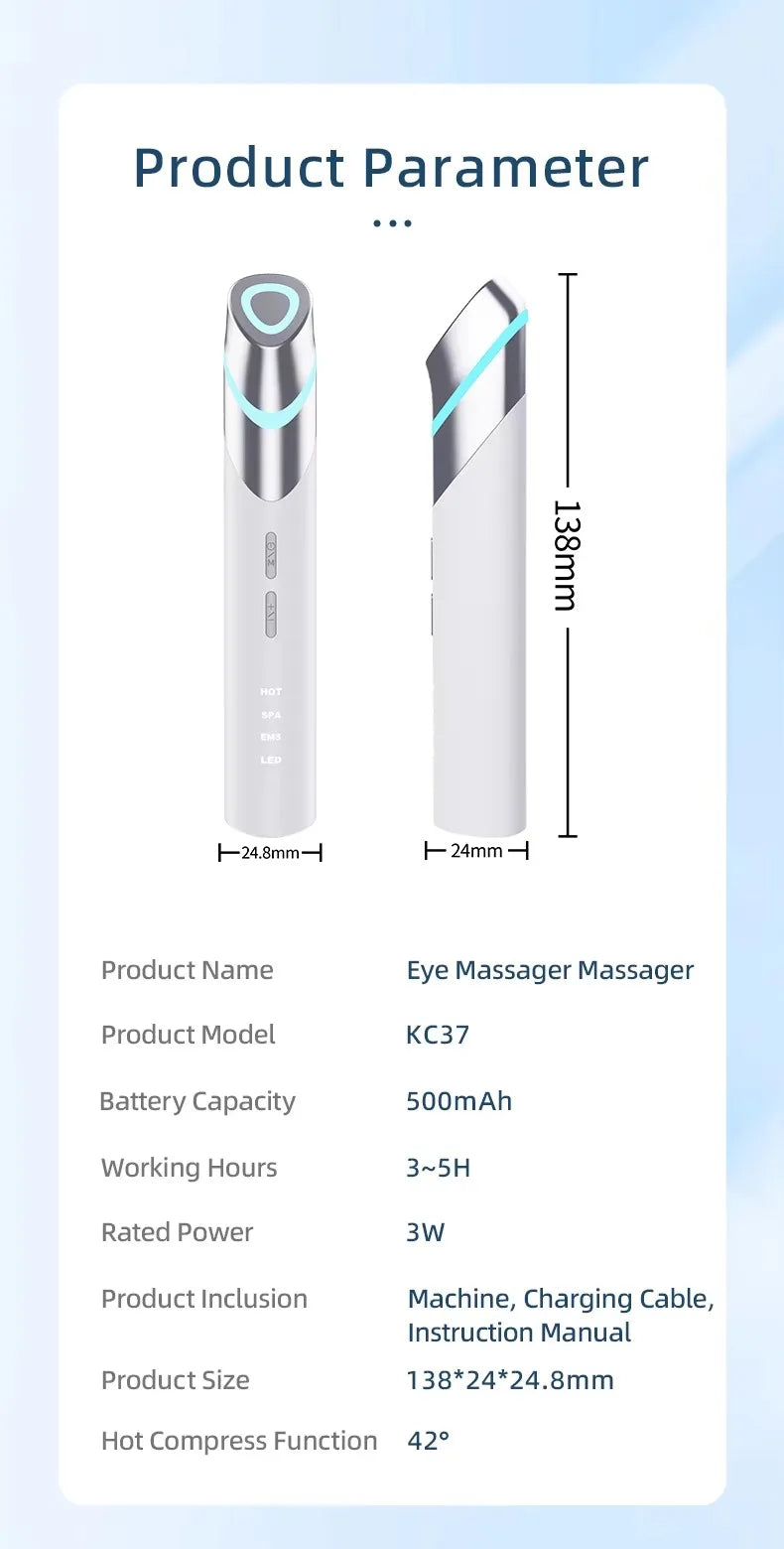 vilnason Wireless EMS Microcurrent Eye Massager Pen – LED Light, Heated, Anti-Wrinkle Appearance