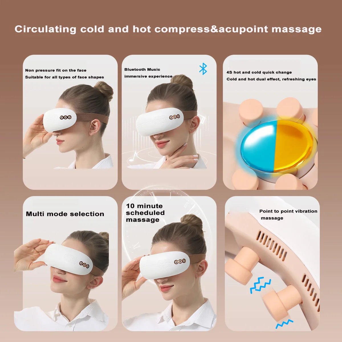 Electric Dual Use Eye Massager with 5 Modes for Hot and Cold Compress Therapy