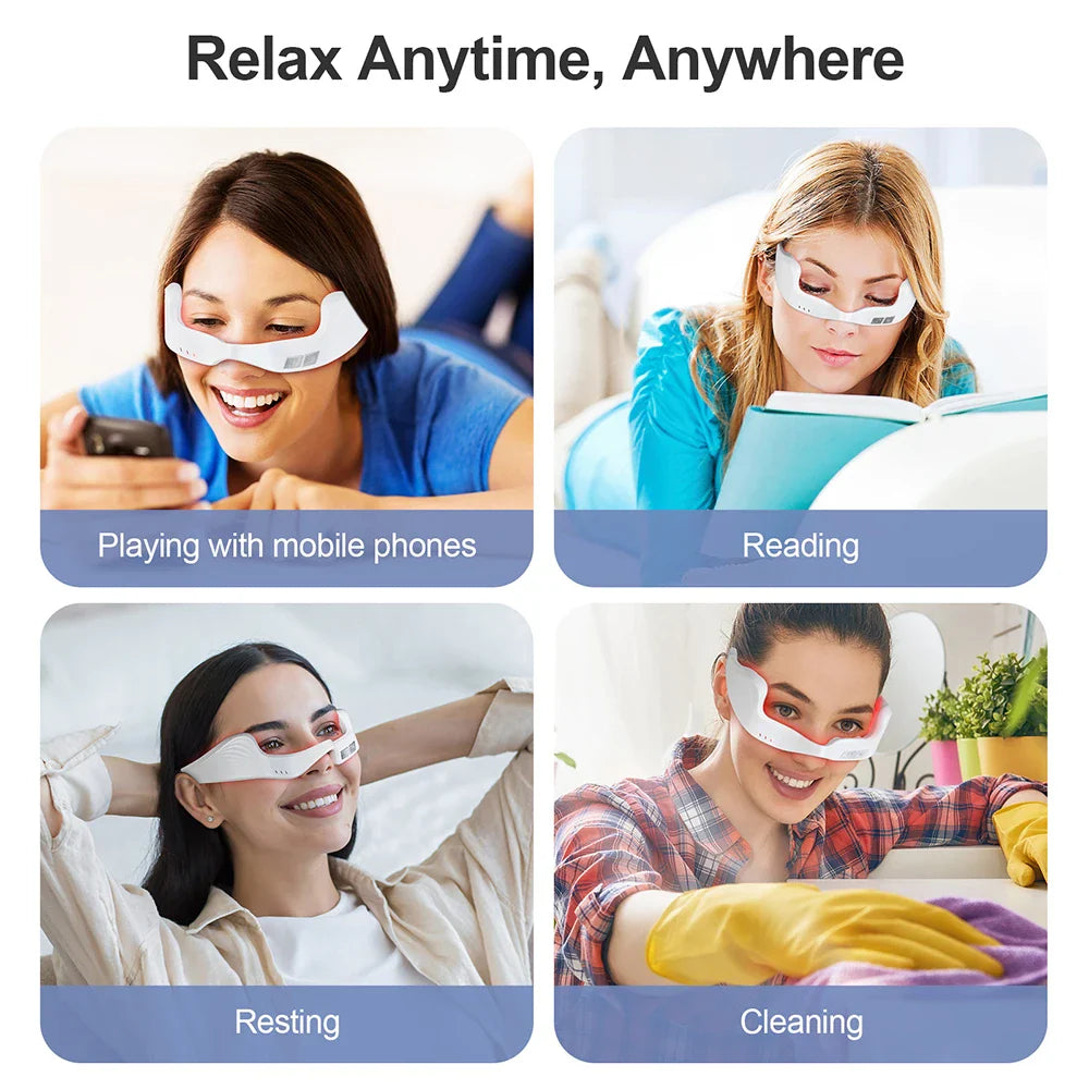 foreverlily Electric Eye Massager Glasses – EMS Microcurrent, Red Light, Warmth, Fatigue Relief