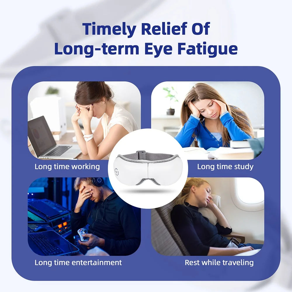foreverlily 3D Airbag Vibration Eye Massager – Heating, Kneading Relaxation Aid with Built-in Music