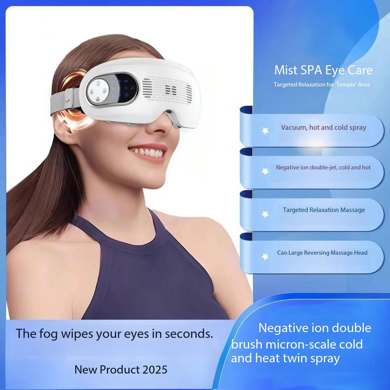 vilnason Advanced Nebulization Eye Massager – Hot and Cold Mist, Vibration, Bluetooth Music Relaxation Device