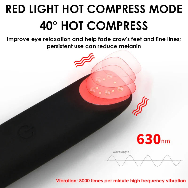 miitina Electric RF EMS Eye Massager Pen – Red Light, Vibration, USB Rechargeable Anti-Wrinkle Appearance