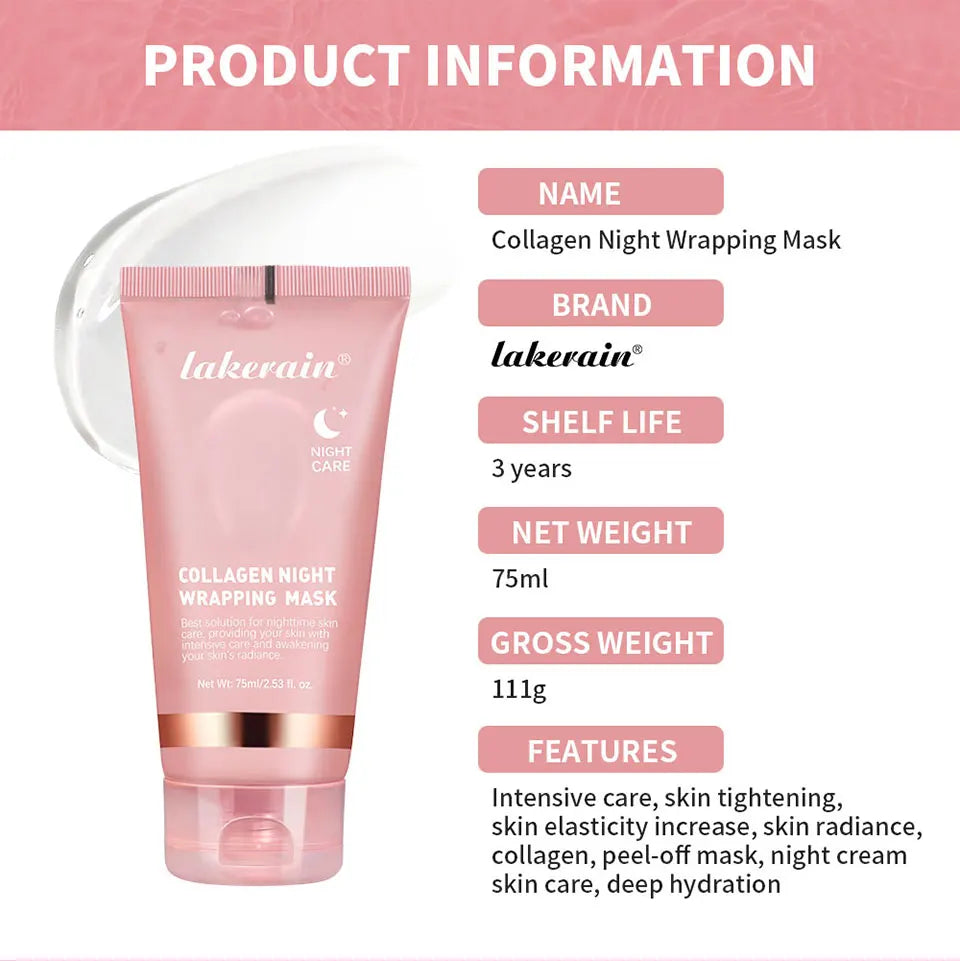 Selfika™ Collagen Night Wrapping Mask – Overnight Lifting & Deep Hydrating Peel-Off Mask (75ml)