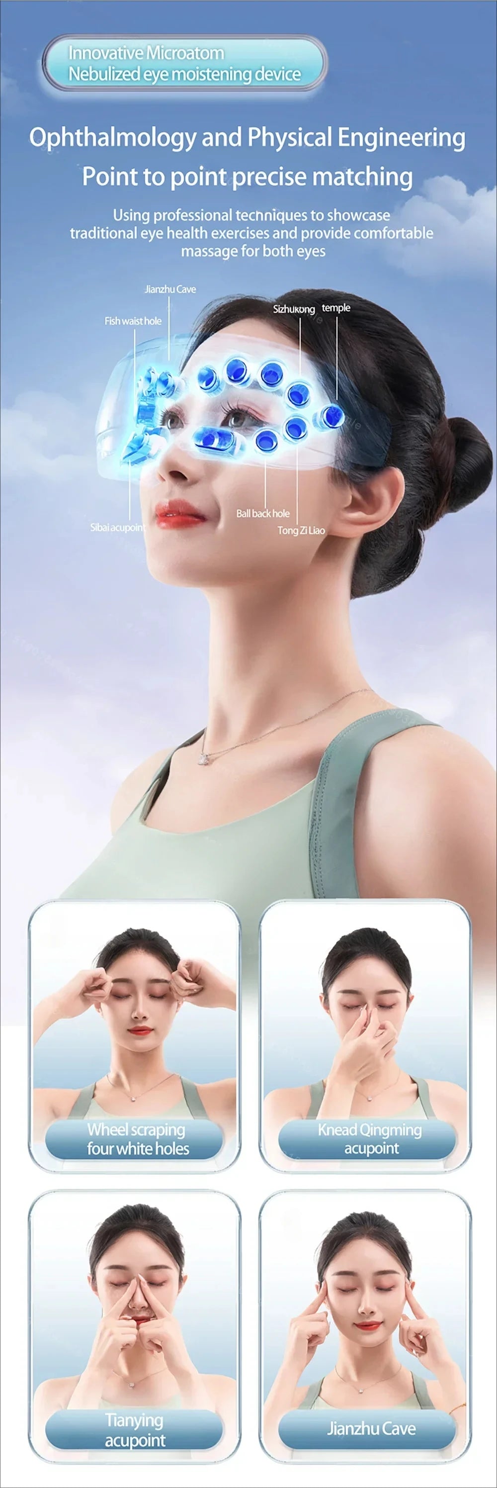 BXA Steam Eye Massager Warm Spa – Kneading Acupressure Massage Heat and Bluetooth Relaxation Aid