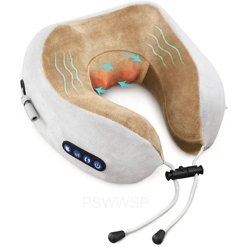 Selfika U-Shaped Memory Foam Electric Neck Massager with Deep-Tissue Kneading & Heat