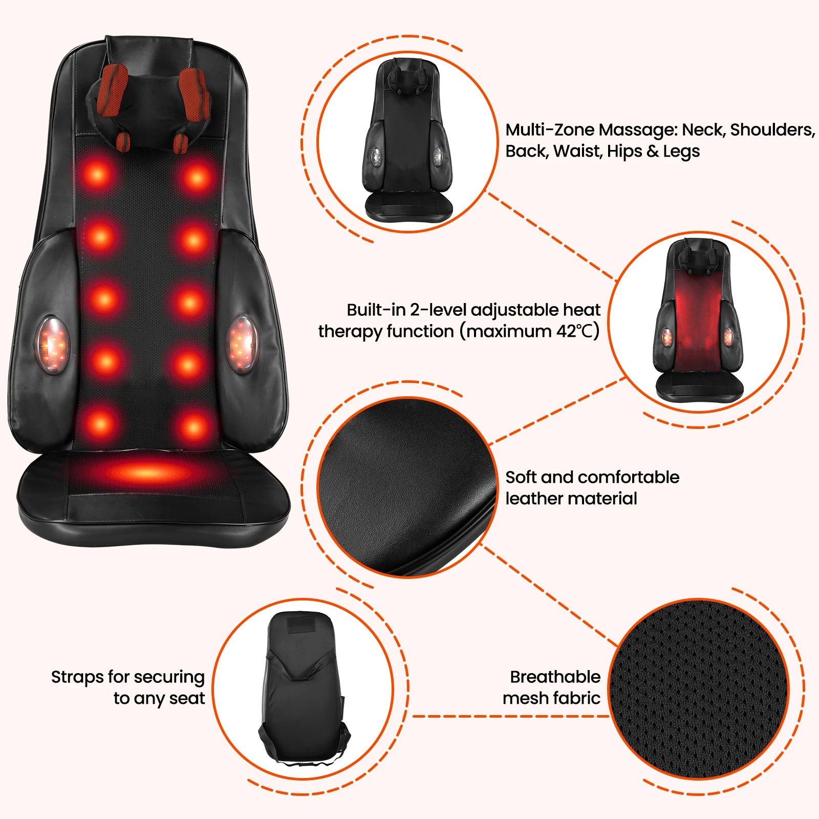 Selfika™ Full Back Massager Cushion with Heat
