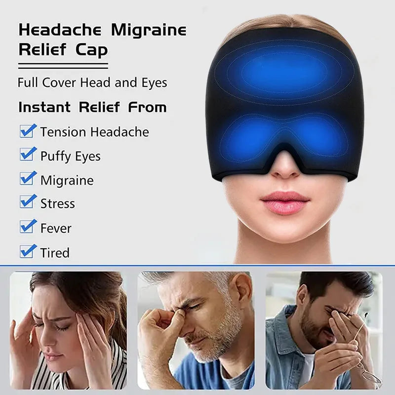Gel Ice Headache and Migraine Relief Hat Cold Compress Therapy Cap for Relaxation