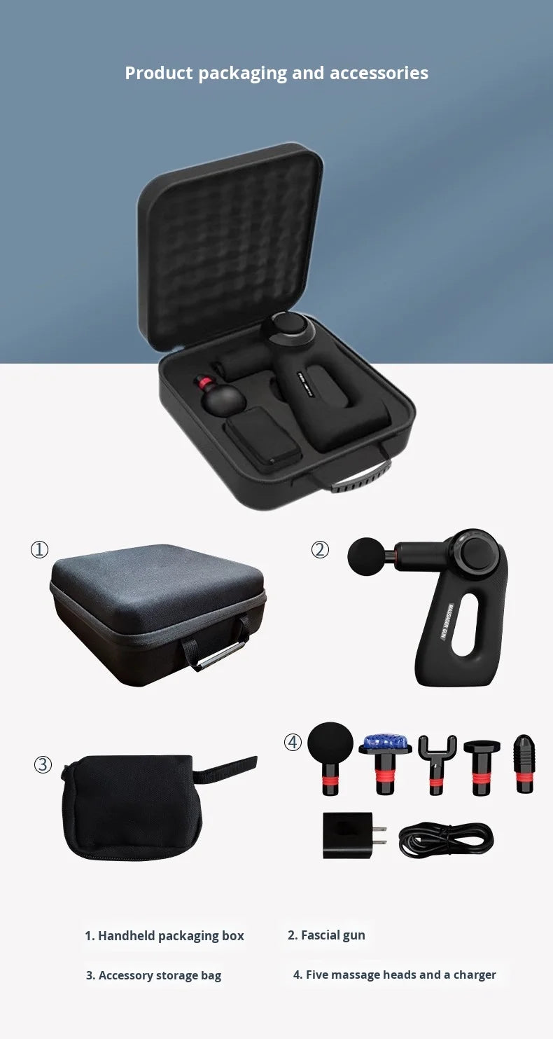 Selfika™ Professional Triangle Massage Gun – High-Speed Deep Tissue Percussion Massager with 6 Massage Heads