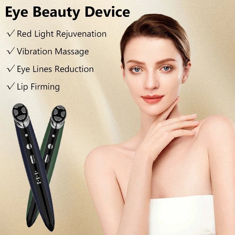 KEMOKO Red Light Facial & Eye Massager Wand – EMS, Heat, Vibration, USB Rechargeable Beauty Tool