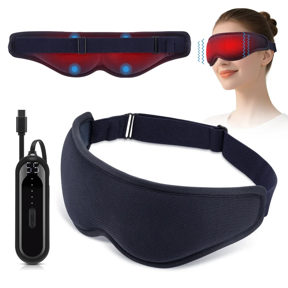Hailicare 3D Electric Steam Eye Mask – 3-Level Heat, 5-Level Vibration Massage, Fatigue Relief