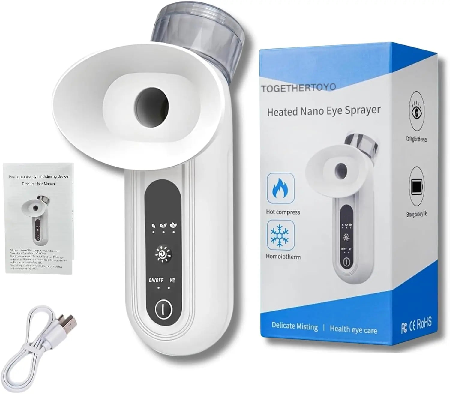 YUKUI Steam Spray Eye Massager and Nano Mist Facial Humidifier for Deep Hydration