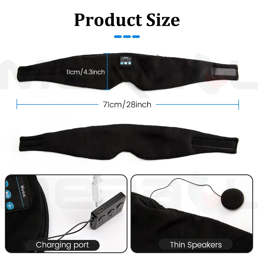 MERALL Bluetooth Sleep Mask Headphones – Wireless Music Eye Mask, Light Blocking, Travel Sleep Aid