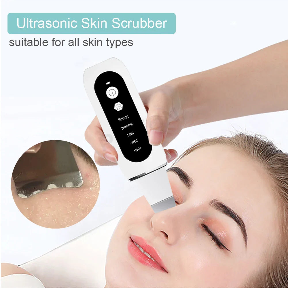 peicon Ultrasonic Skin Scrubber – Deep Face Cleaning, Blackhead Remover, EMS Ion Facial Spatula