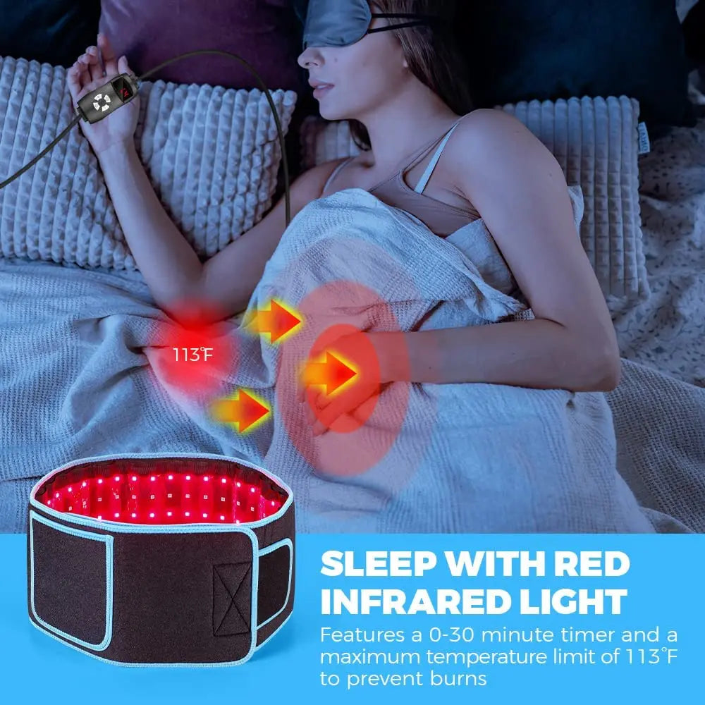 JUNNEELED Red & Infrared Light Therapy Belt (660/850nm) – Body Wrap, Heat Pad for Cosmetic Appearance