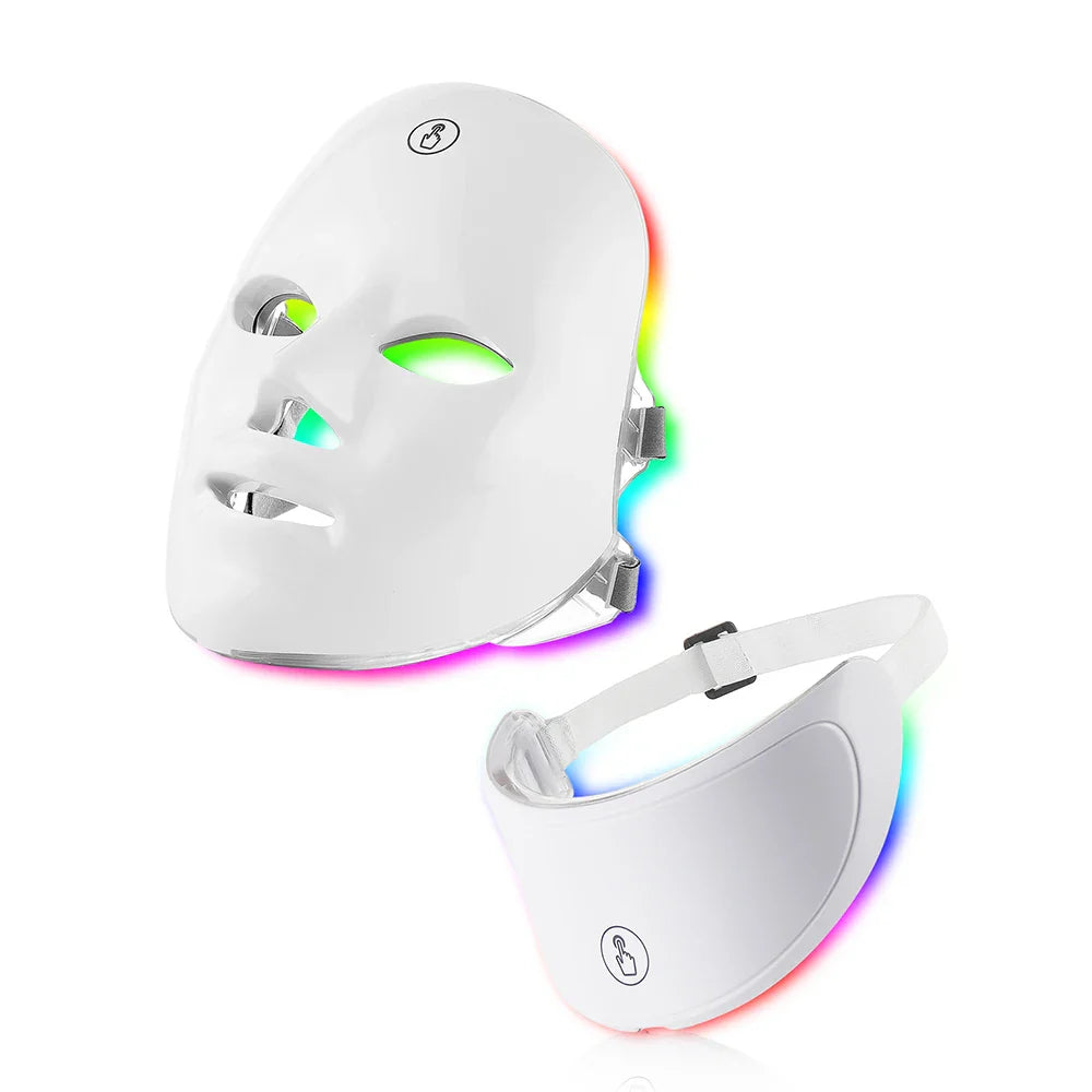 foreverlily 7-Color LED Light Therapy Mask – Facial & Neck Skin Care Massager (Electric)