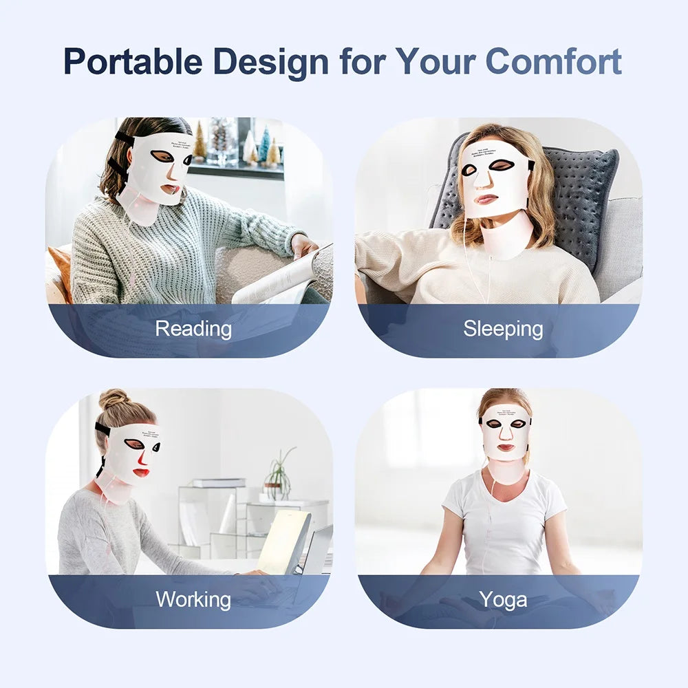 foreverlily Silicone 7-Color LED Face & Neck Mask – Wireless, Anti-Aging Appearance, Skin Rejuvenation