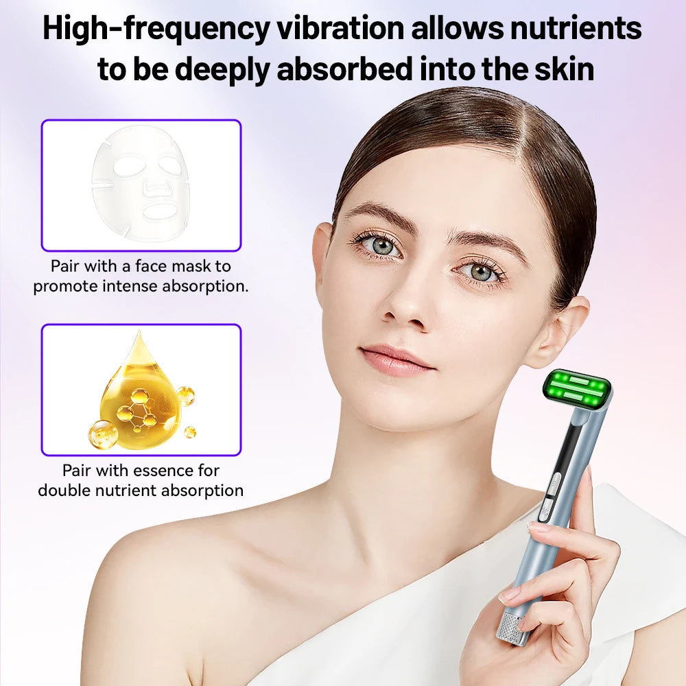 7 Colors LED Facial Wand with EMS Microcurrent and Thermal Therapy for Skin Care