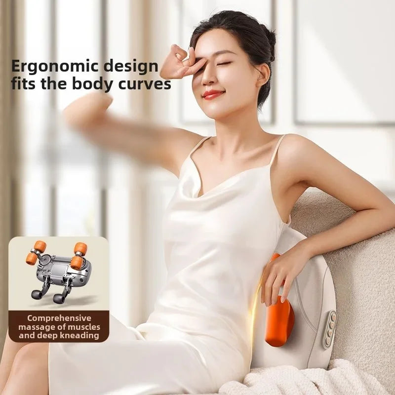 Wireless Electric Massage Pillow with Shiatsu Kneading and Heat for Neck and Waist