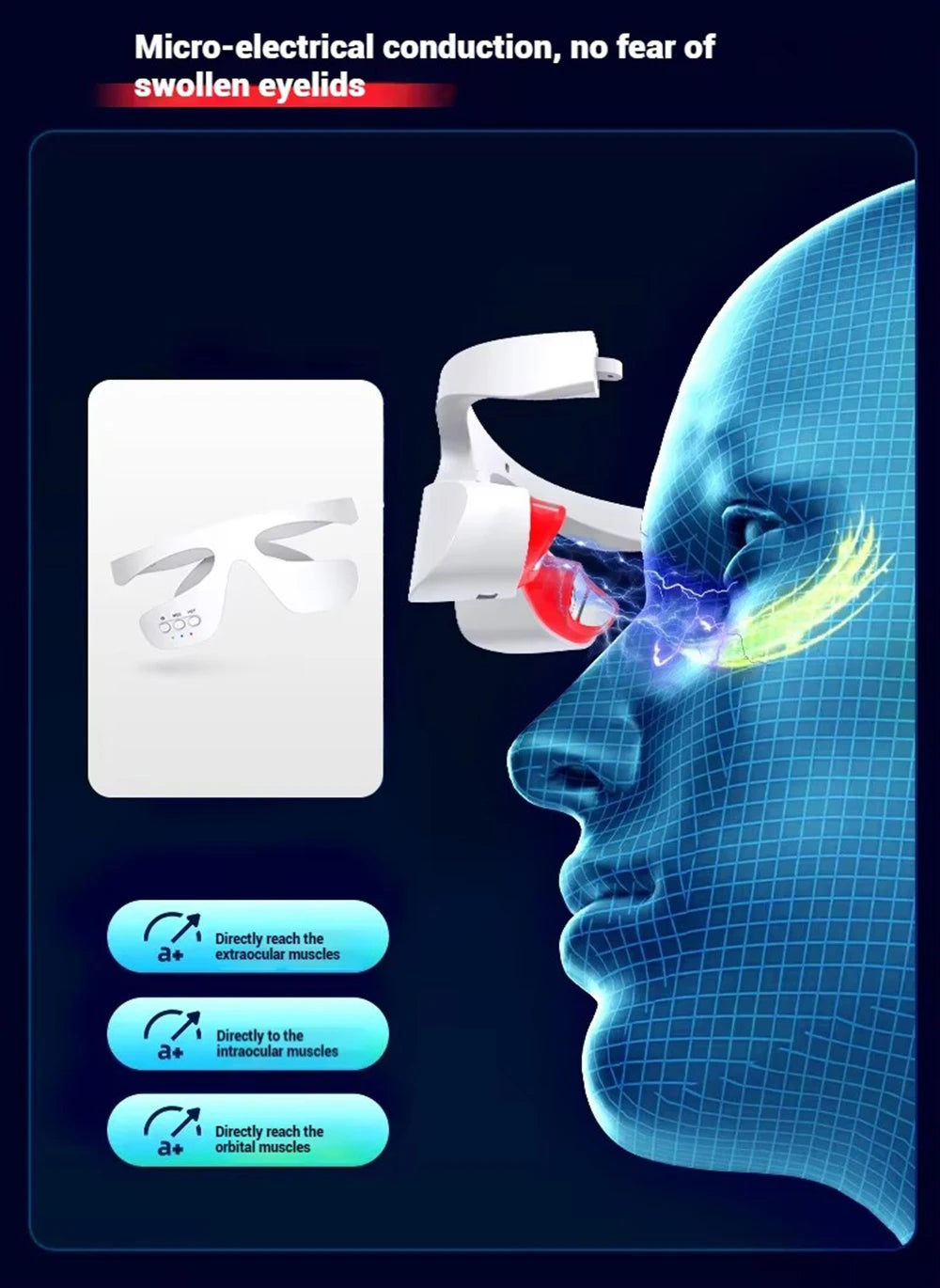 vilnason 3D Visual Eye Massager – Red Light, EMS Micro-Current, Heat for Dark Circle Appearance and Relaxation
