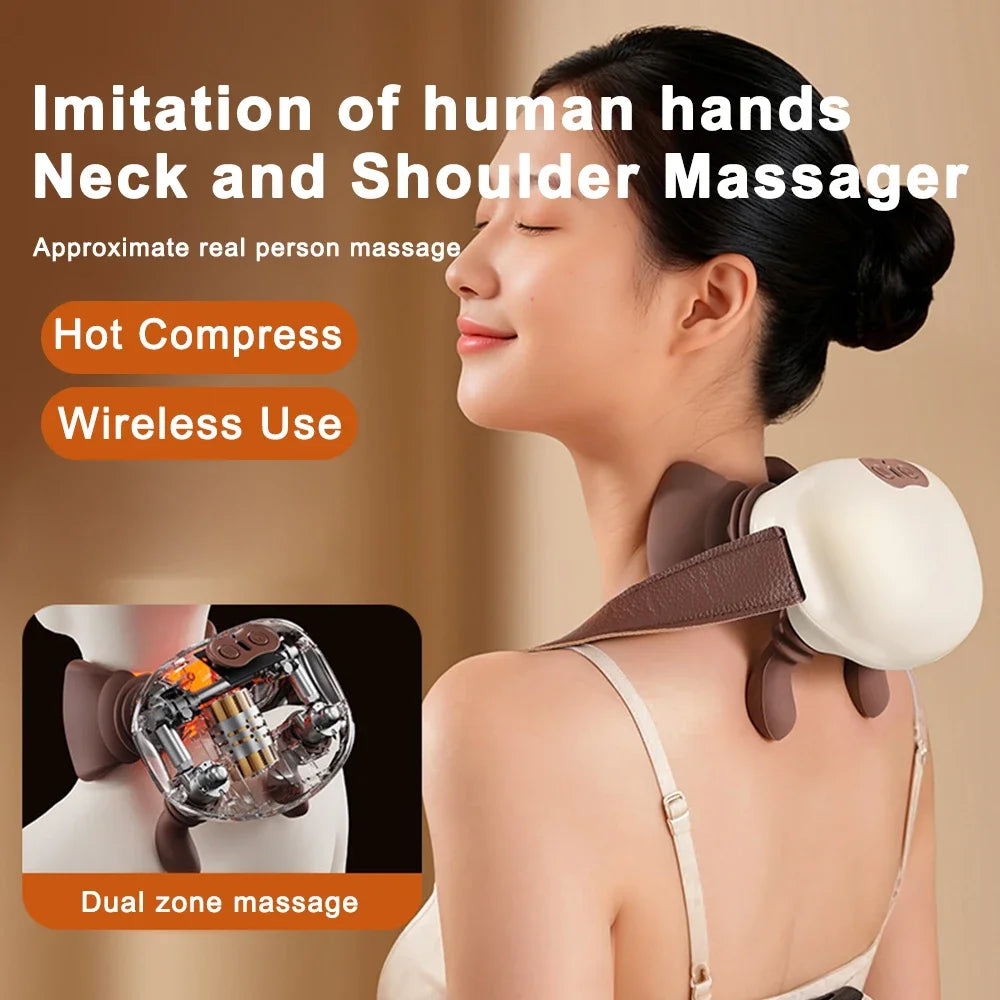 Shiatsu Neck and Shoulder Massager Shawl with Kneading Technology for Trapezius Relief