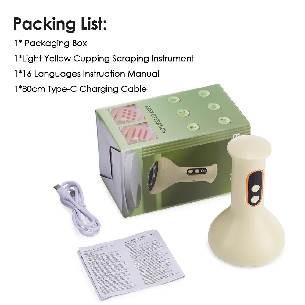Hailicare Intelligent Cupping & Gua Sha Instrument – 9-Level Heat, Vacuum Suction, LED Light Therapy