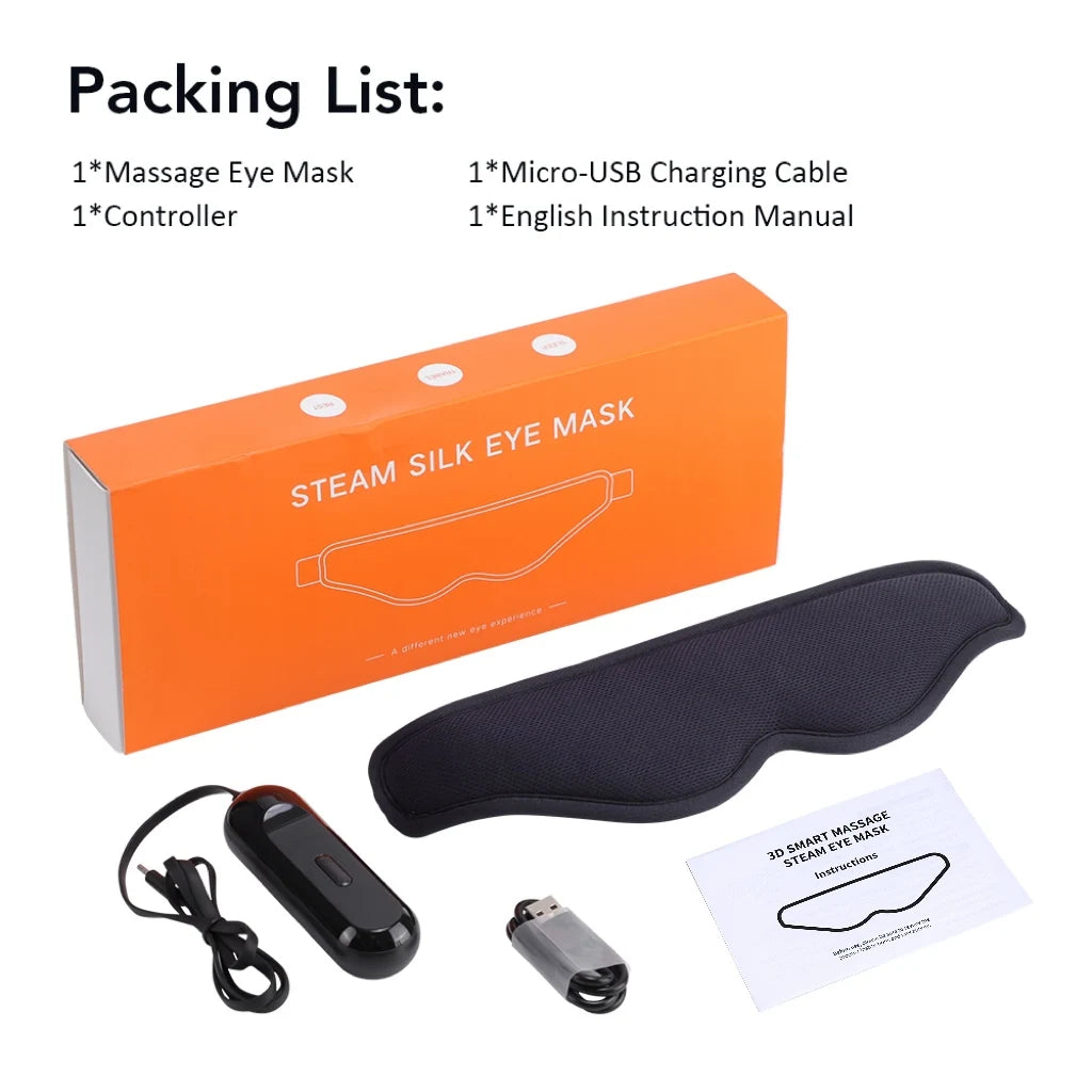 Hailicare 3D Electric Steam Eye Mask – 3-Level Heat, 5-Level Vibration Massage, Fatigue Relief