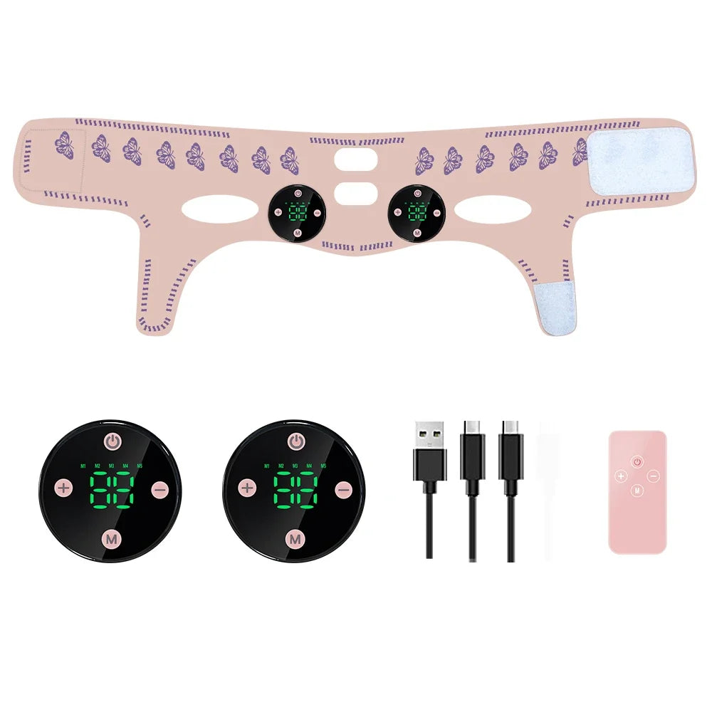 BINZIM EMS Facial Slimming Strap & Lifting Mask – Reduce Double Chin Appearance, USB Rechargeable