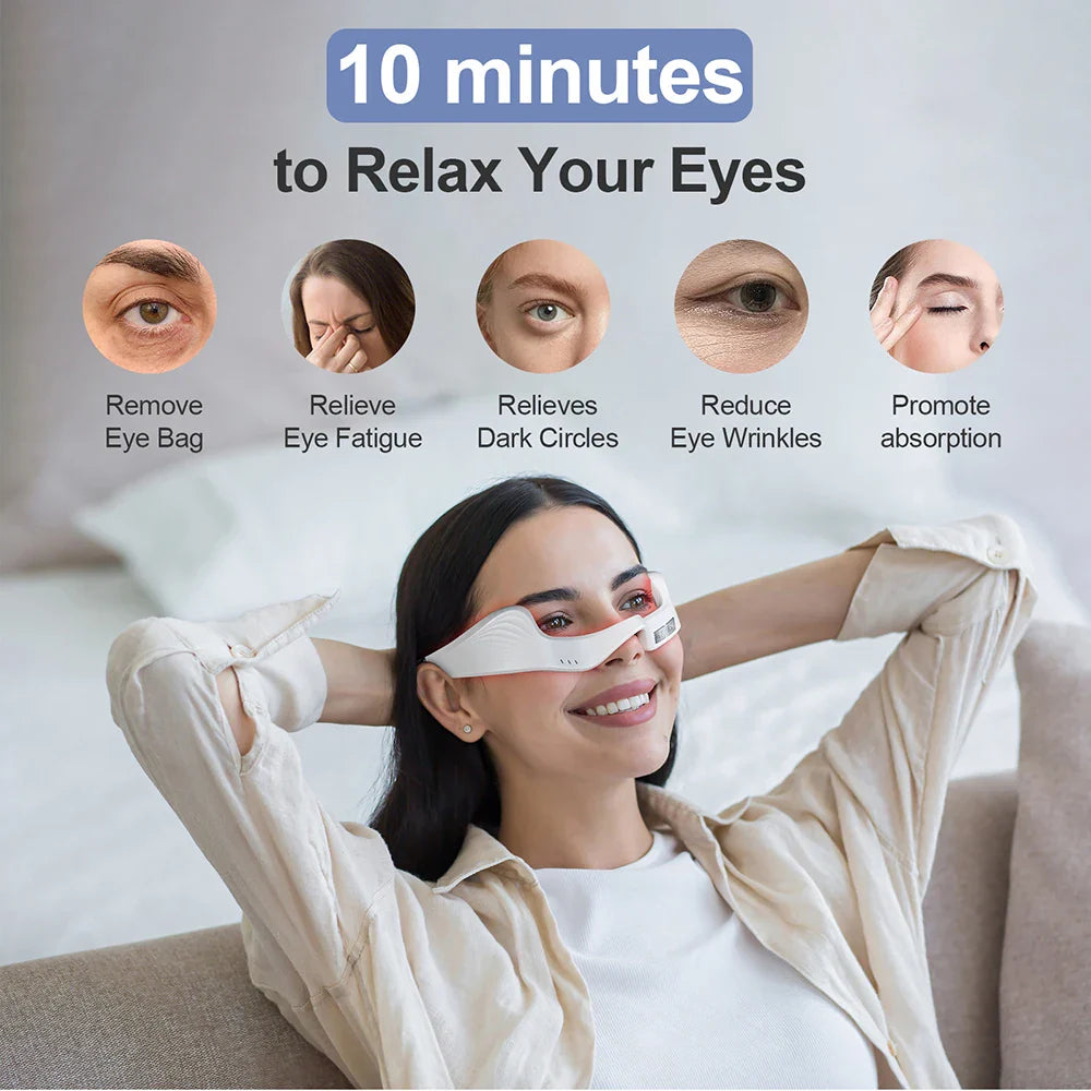 foreverlily Electric Eye Massager Glasses – EMS Microcurrent, Red Light, Warmth, Fatigue Relief