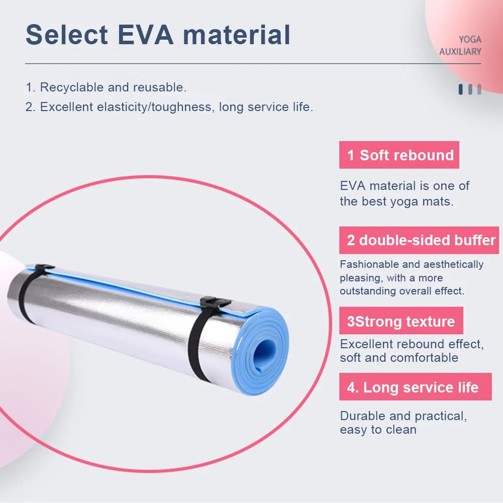 Selfika™ Thickened EVA Yoga Mat – Waterproof Aluminum Membrane Exercise Mat for Fitness, Camping & Outdoor Use (1800x500mm)