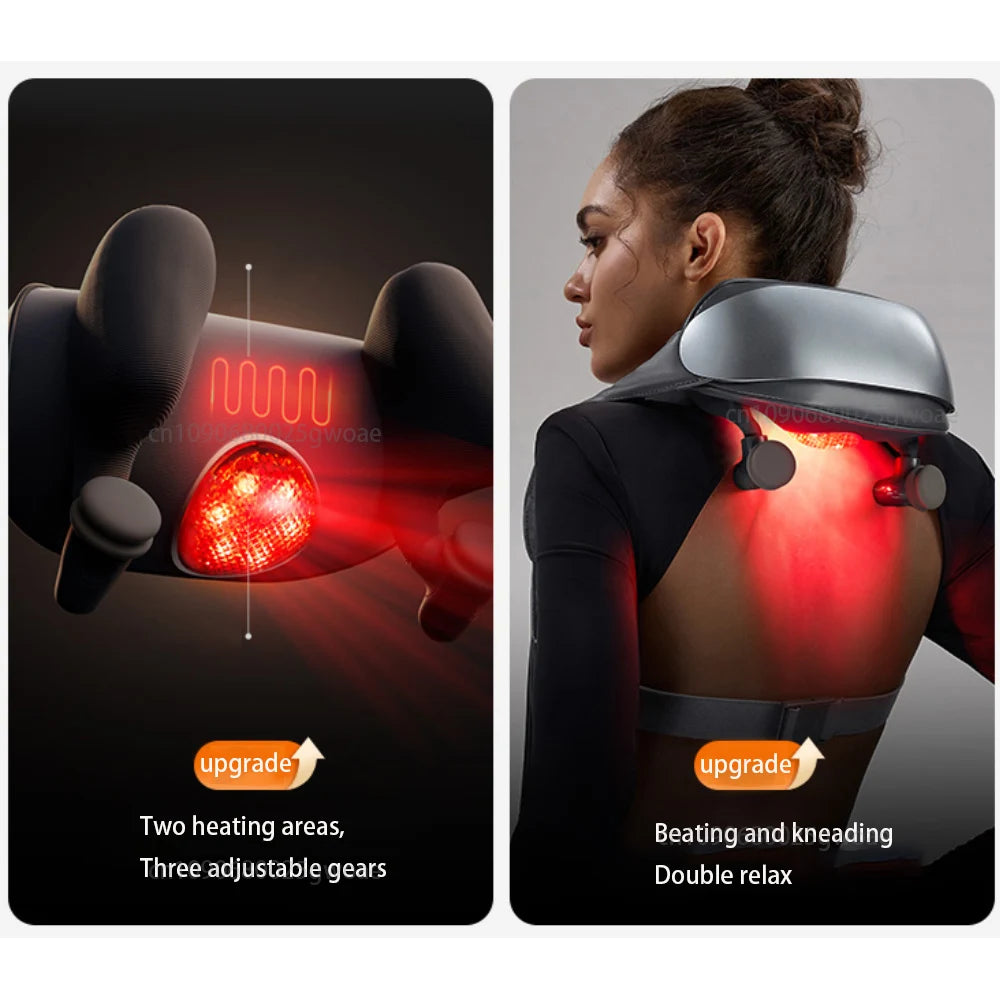 Deep Tissue Shiatsu Neck and Shoulder Massager with Heat and Kneading Technology