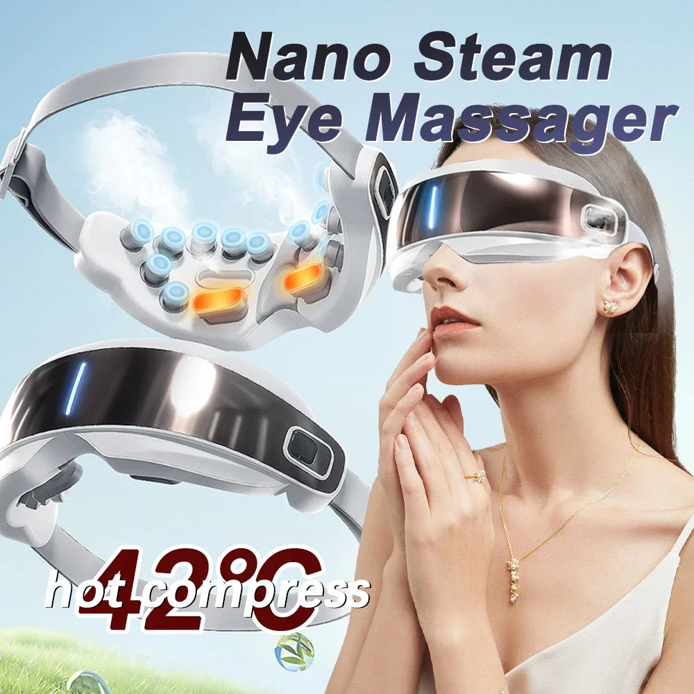 BXA Steam Eye Massager Warm Spa – Kneading Acupressure Massage Heat and Bluetooth Relaxation Aid