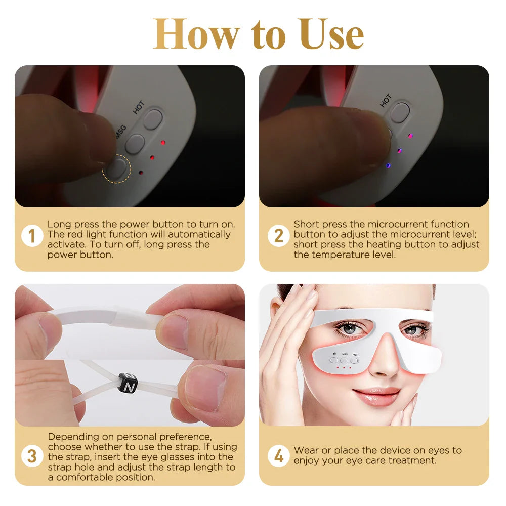 Hailicare EMS Red Light Therapy Eye Massager – Heated, Microcurrent, Dark Circle Appearance & Fatigue Relief