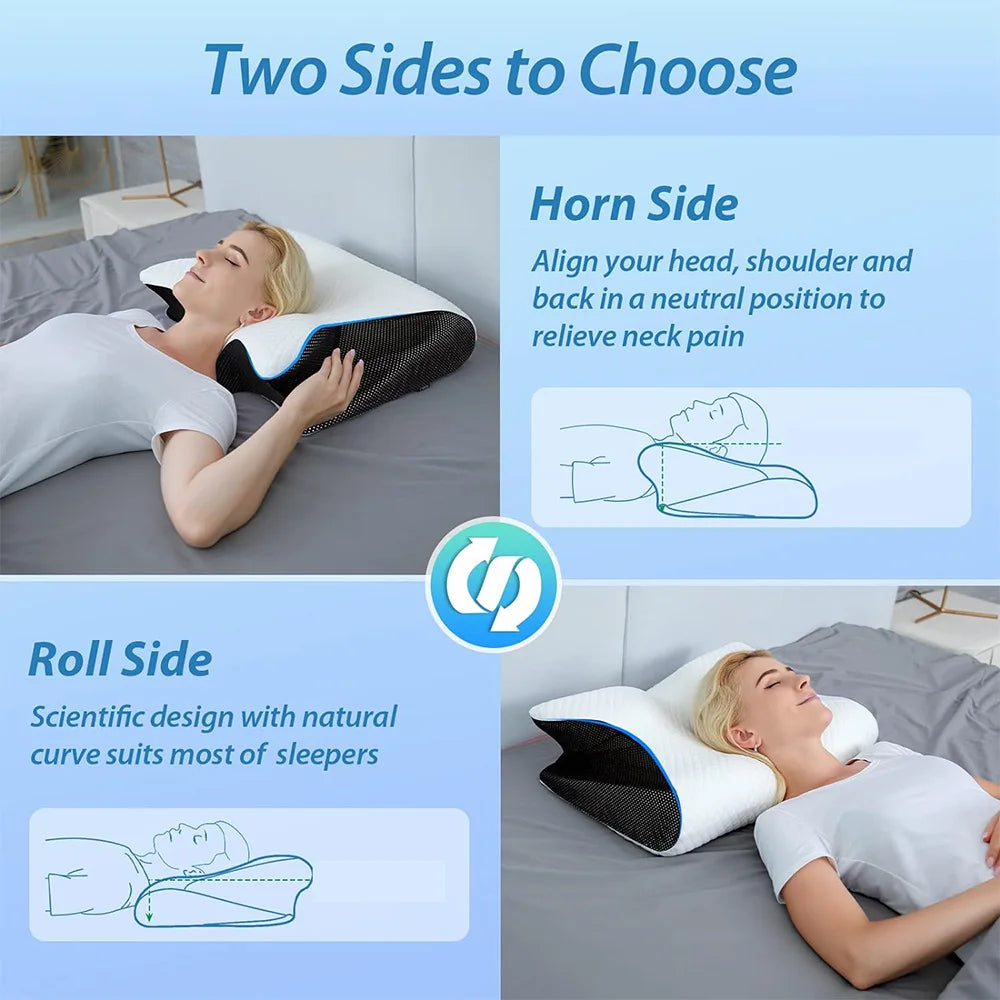 Selfika Butterfly Memory Foam Sleep Pillow for Cervical Support and Comfort