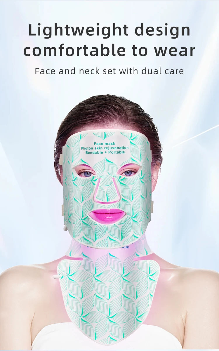 UBilli 8-Color + IR Silicone LED Face & Neck Mask – Light Therapy, Anti-Aging Appearance, Acne Control