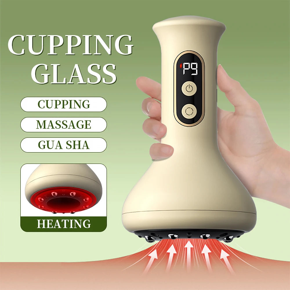 Hailicare Intelligent Cupping & Gua Sha Instrument – 9-Level Heat, Vacuum Suction, LED Light Therapy