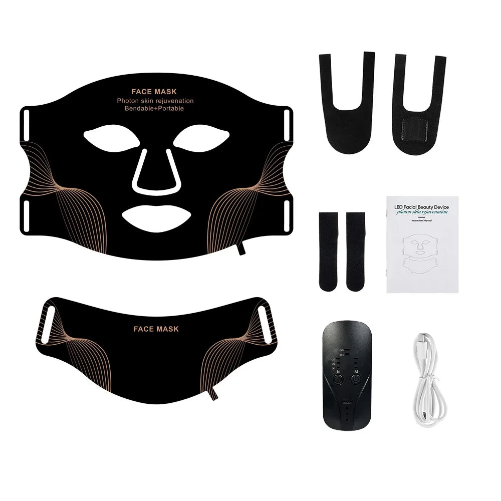foreverlily Silicone 7-Color LED Face & Neck Mask – Wireless, Anti-Aging Appearance, Skin Rejuvenation