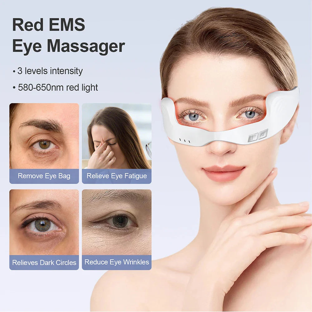 foreverlily Electric Eye Massager Glasses – EMS Microcurrent, Red Light, Warmth, Fatigue Relief