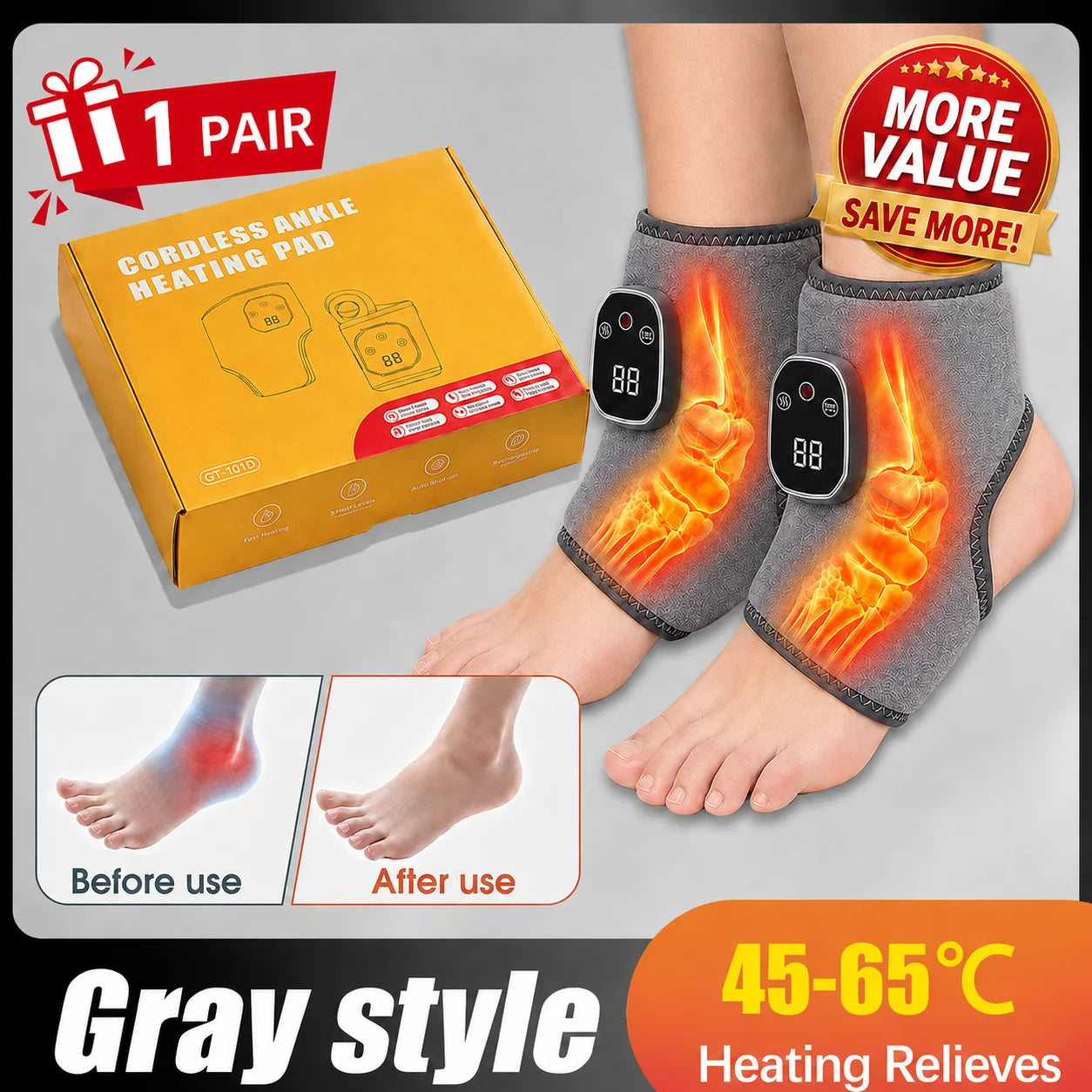 Selfika™ Portable Heated Ankle Massager Foot Brace Wrap