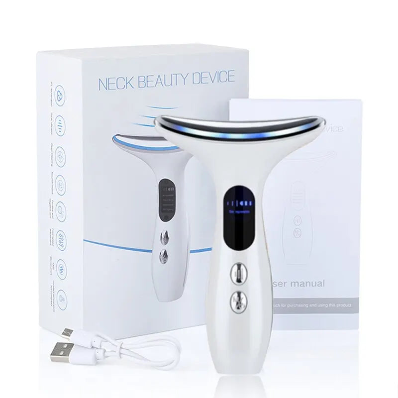 miqmi EMS Microcurrent Neck & Chin Lifting Device – LED Light, Vibration, Anti-Wrinkle Appearance