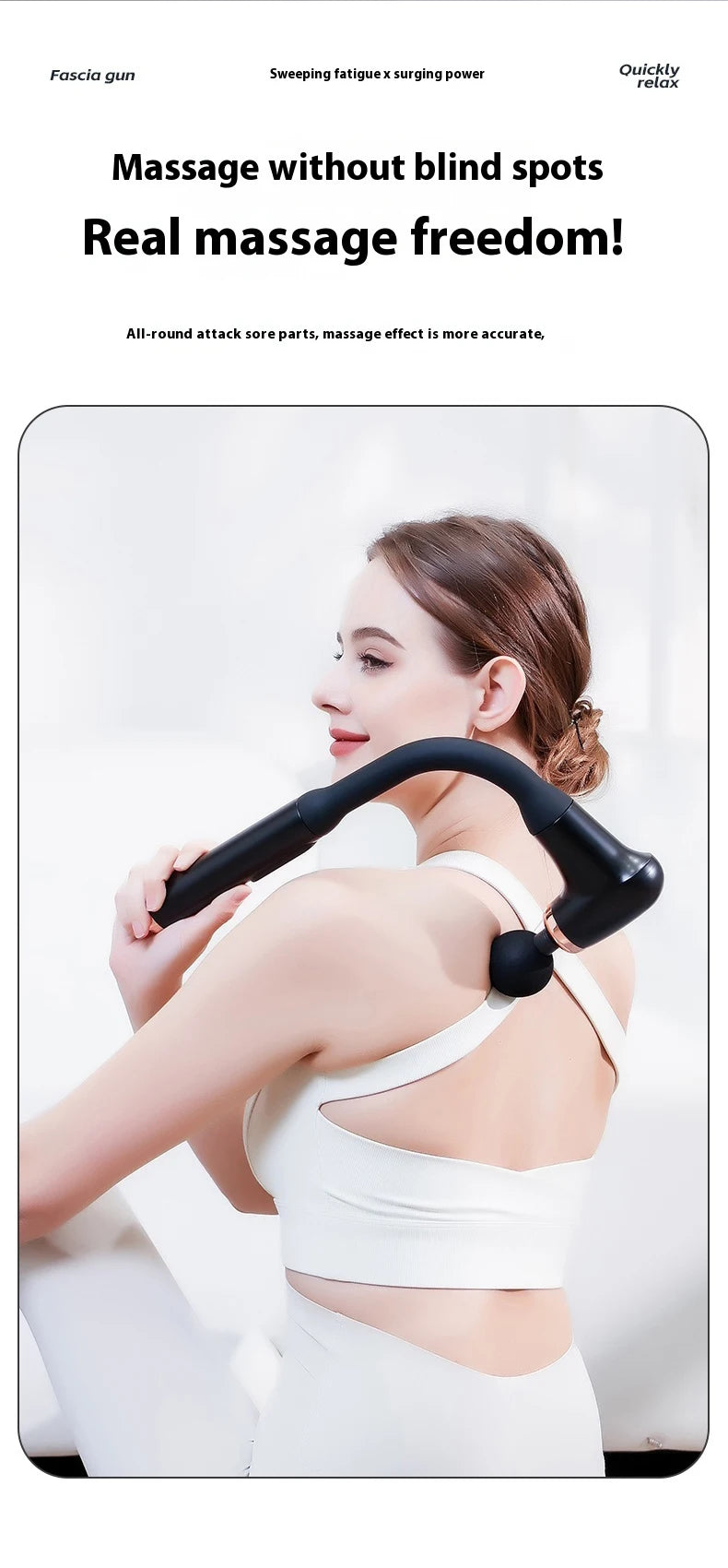 Selfika™ Professional Extended Grip Fascia Gun – 6-Speed Percussion Massager with 3 Modes & 4 Specialized Heads