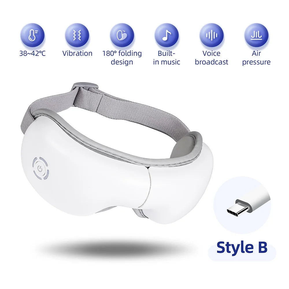 foreverlily 3D Airbag Vibration Eye Massager – Heating, Kneading Relaxation Aid with Built-in Music