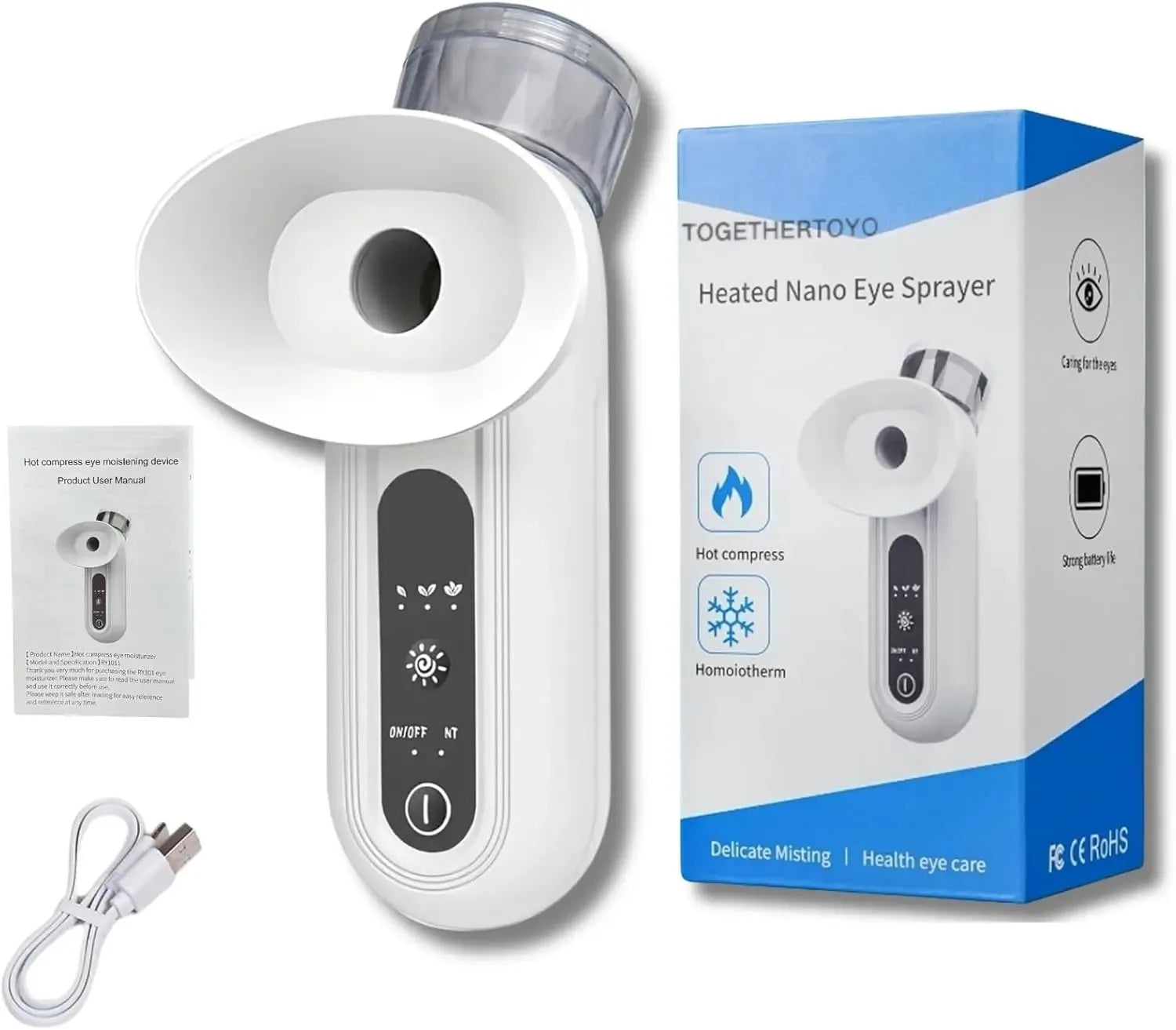 YUKUI Steam Spray Eye Massager and Nano Mist Facial Humidifier for Deep Hydration