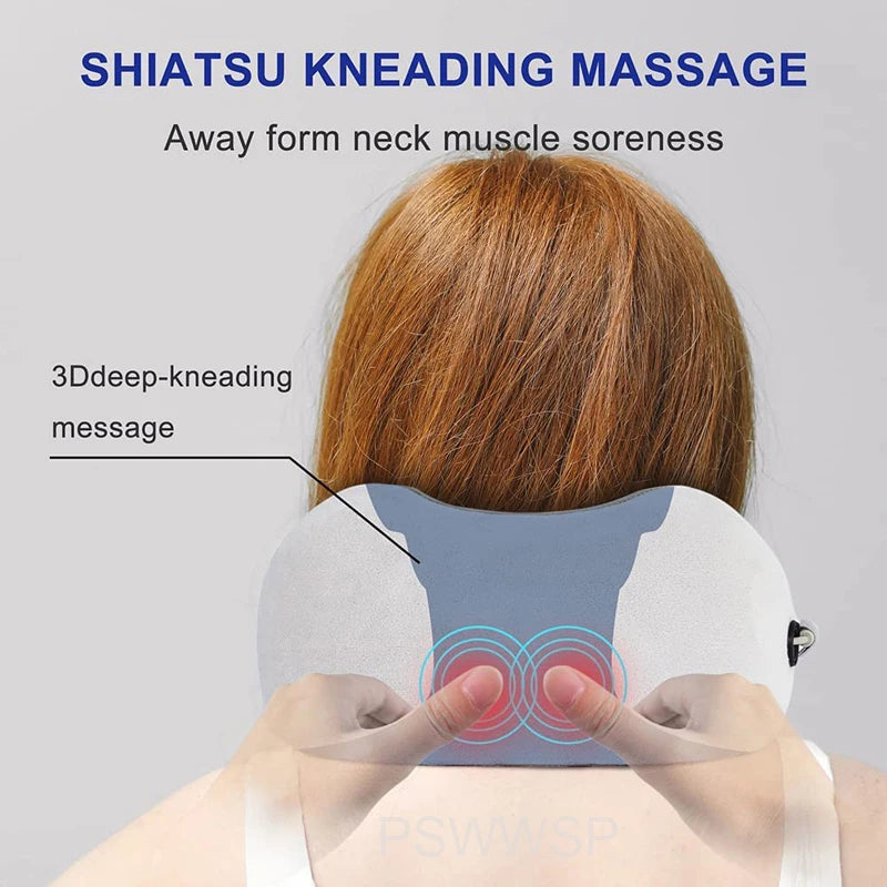 Selfika U-Shaped Memory Foam Electric Neck Massager with Deep-Tissue Kneading & Heat
