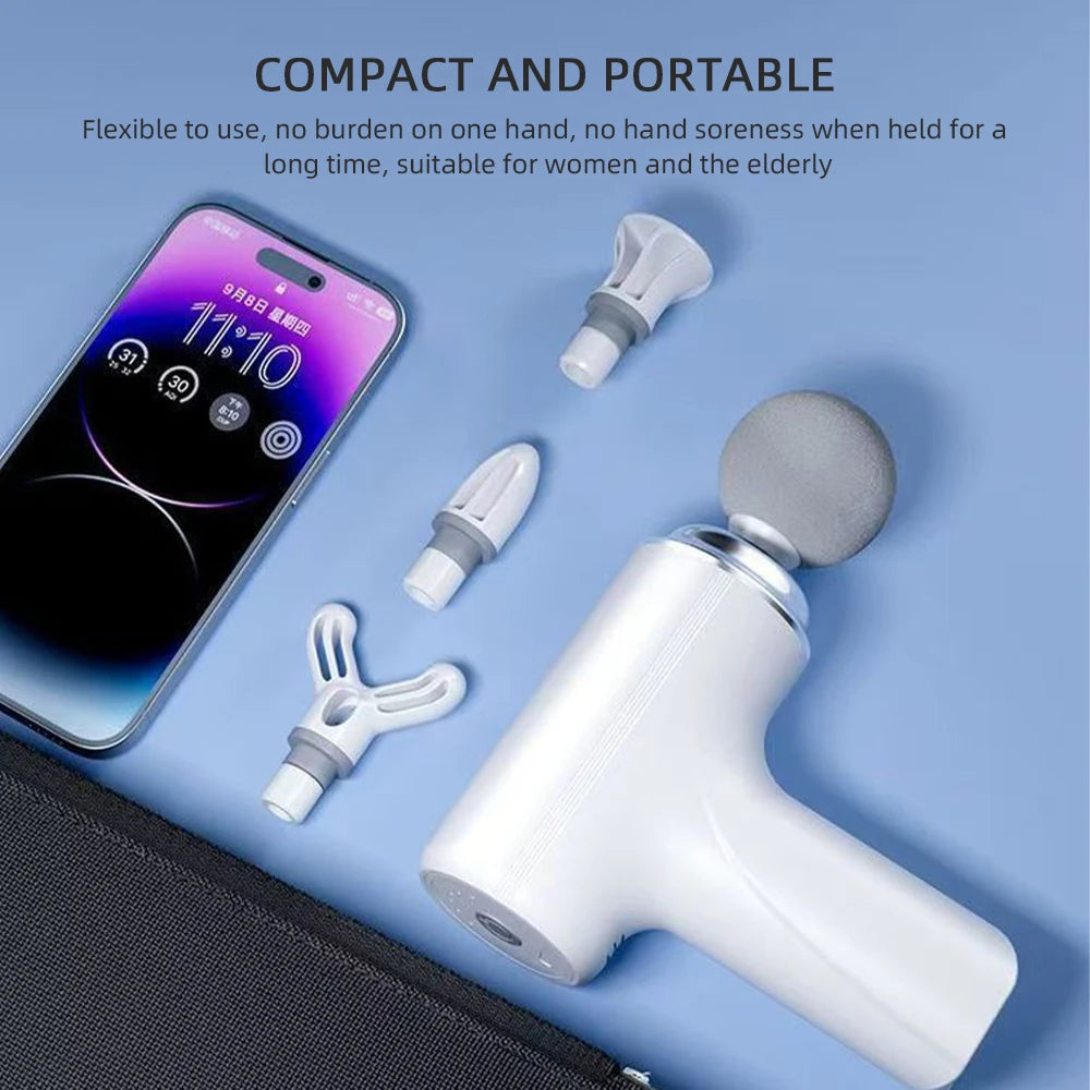 Selfika™ Portable Mini Fascia Gun – 6-Speed Wireless Muscle Massager with 4 Professional Massage Heads