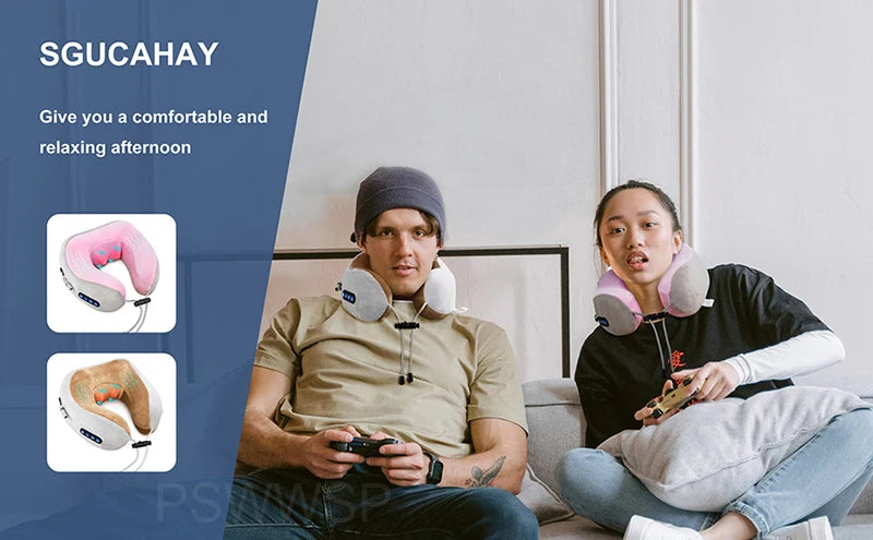 Selfika U-Shaped Memory Foam Electric Neck Massager with Deep-Tissue Kneading & Heat