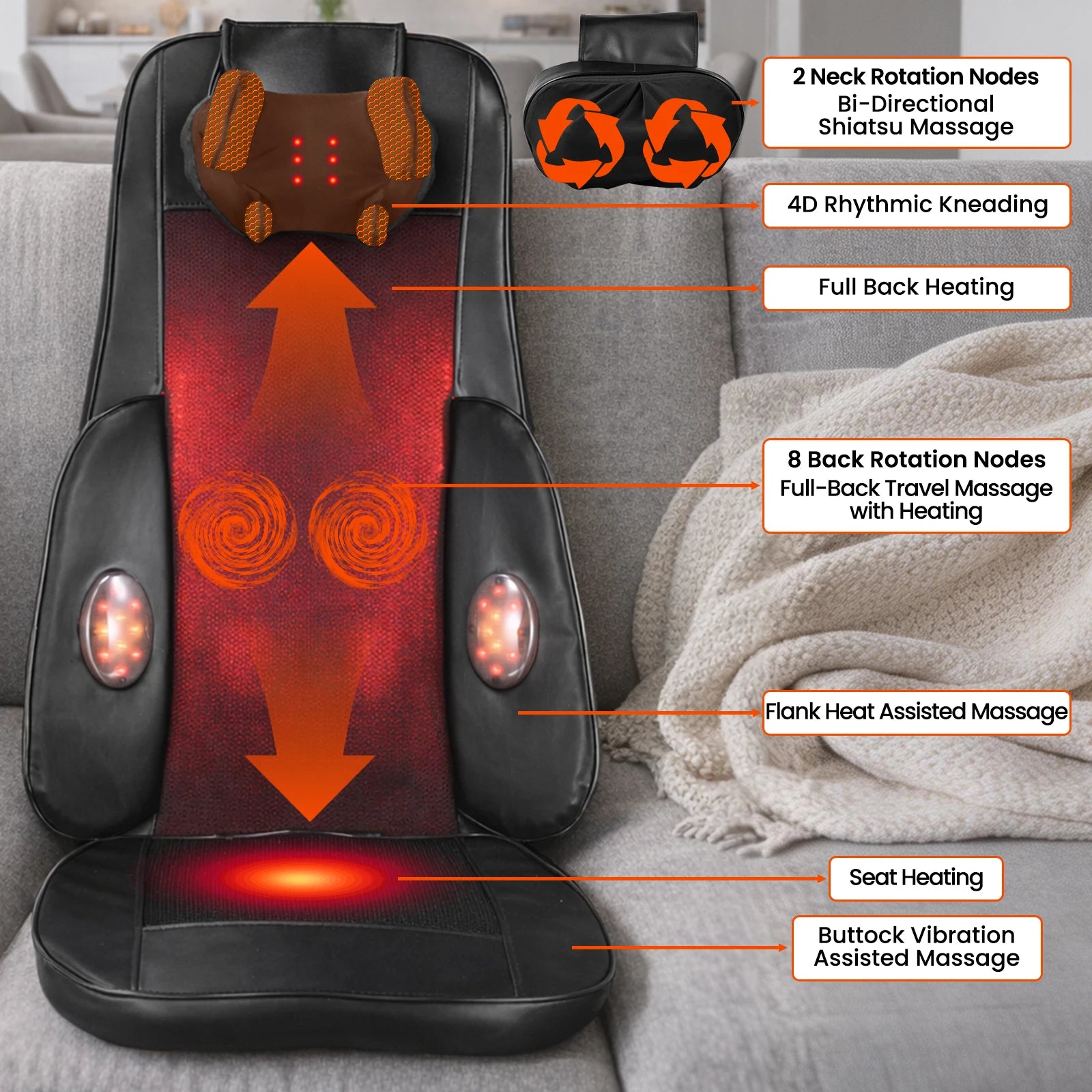 Selfika™ Full Back Massager Cushion with Heat